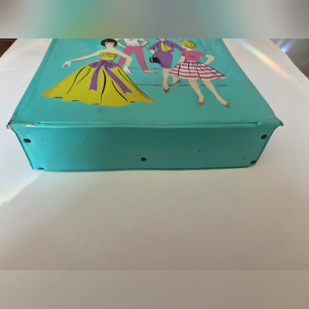 Rare Vintage 1960s Fashion Doll Accessory Case In Green/Aqua Color. Used